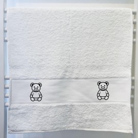 Huuraa Guest Towel Teddy Bear Gift 50 x 100 cm White Cotton Teddy Bear Present