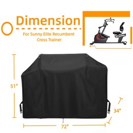 72in Recumbent Bike Cover for Sunny Health Fitness Recumbent Cross Trainer