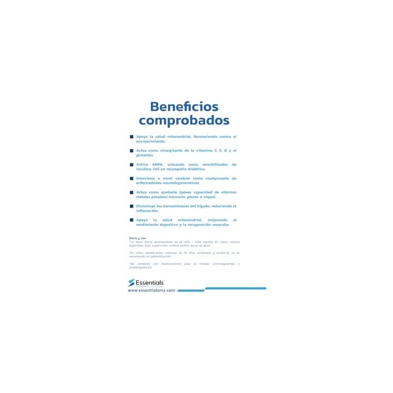 Essentials Innovation Ácido alfa lipoico R ala 400 mg 60