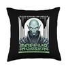 Alien Massive Invasion Design With Menacing Figure Throw Pillow