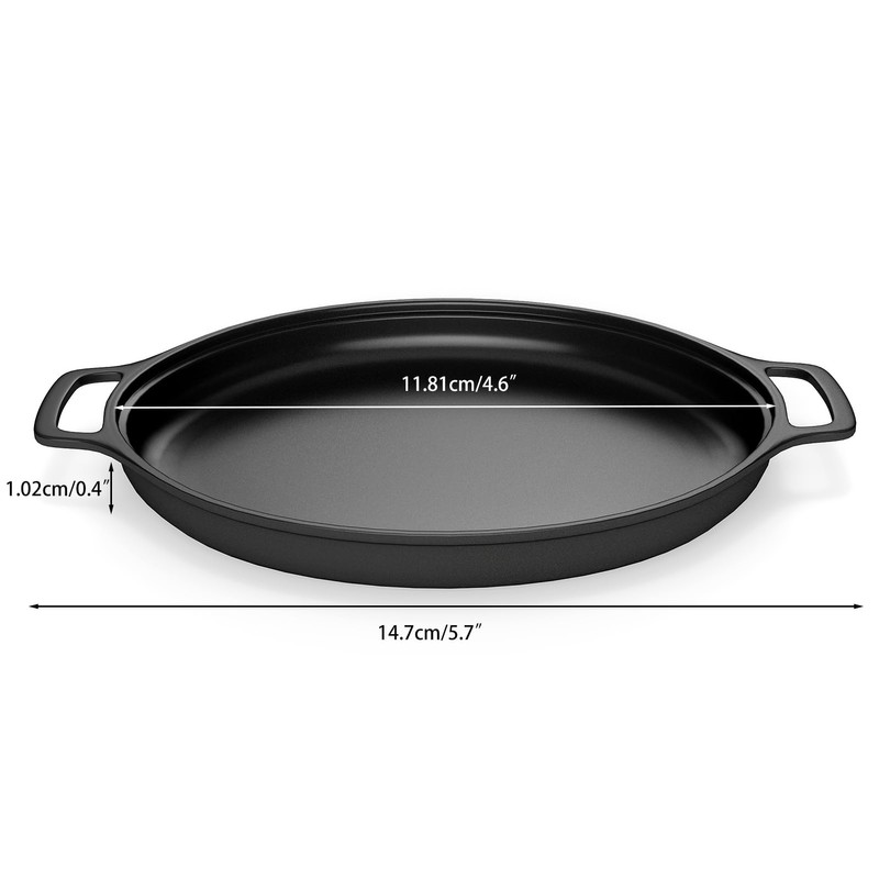 ZEMBSOYA 14Inch Cast Iron Griddle, Thickened Double Ears Pizza Pan,