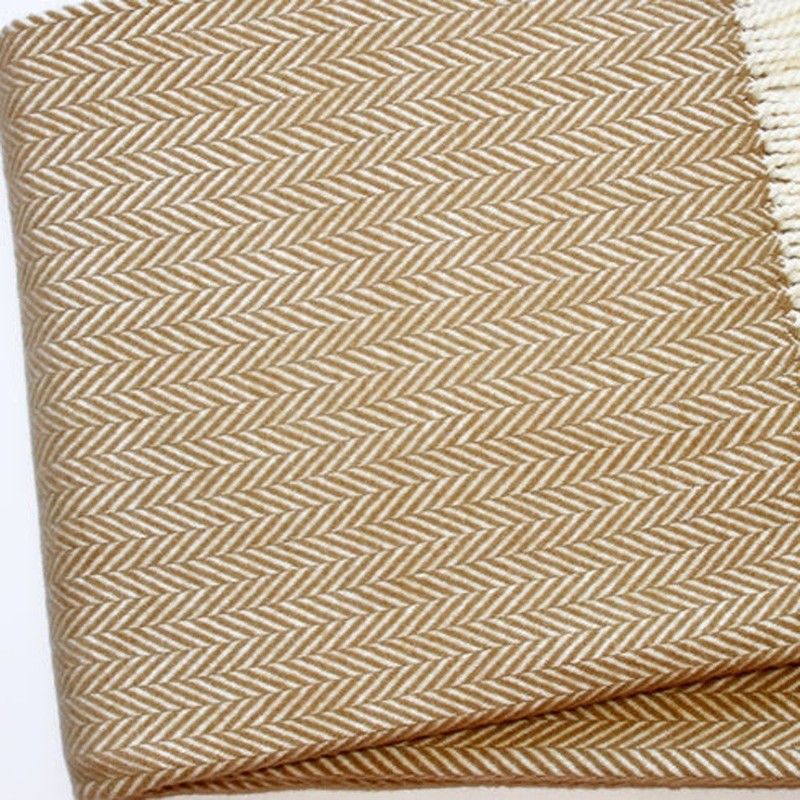 HomeRoots Copper and White Dreamy Soft Herringbone Throw Blanket