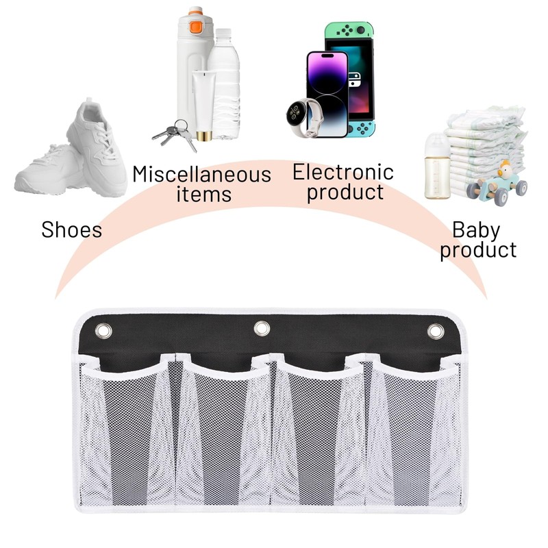 RV Shoe Storage for Bedside - 4 Pocket Wall Mounted