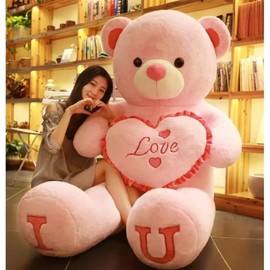 80/100Cm Big LOVE Plush Toy Bear Giant Stuffed Animals Birthday Gifts Soft Pillow Dolls Grilfriend Girls Wife kids Children:_Red 1_100CM