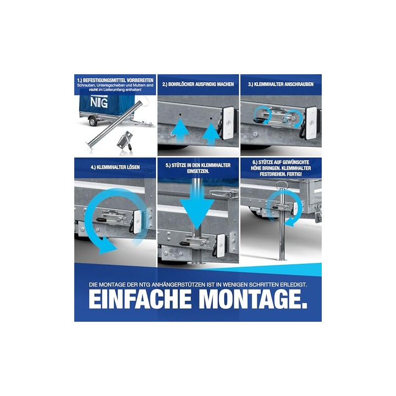 NTG Trailer Supports 600 mm 1 Piece Support with 300