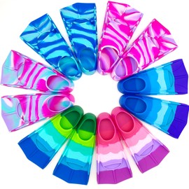 Gugmoy - Aletas de natación para niños, cómodas aletas de silicona para natación y buceo, tamaño adecuado para principiantes, niñas, niños y adultos (XXS, colorido-A)