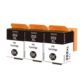 kamo 202 XL Printer Cartridges Compatible with Epson 202 202XL Cartridges for Epson Expression Premium XP-6000 XP-6005 XP-6100 XP-6105 (3 x Black)