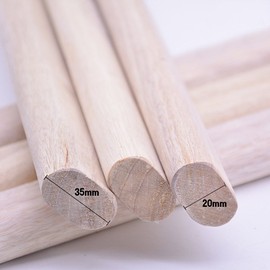 Btibpse Wooden Oval Closet Rod Polished Wood Wardrobe Closet Rod with End Supports (45 cm)