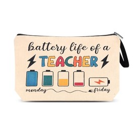 Teacher Organiser Bag for Women Men School Essentials Canvas Storage Pouch for Teachers Travel Toiletry Bag for Best Friends Funny Teacher Themed Gifts for Preschool Nursery Teachers