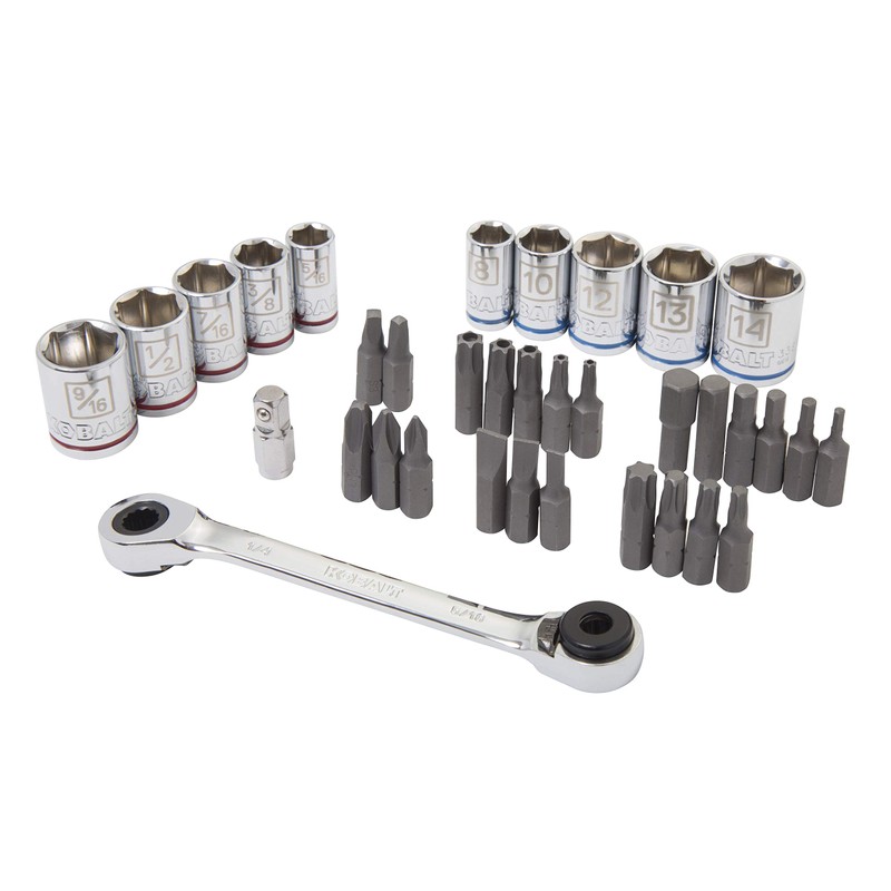 Kobalt 338358 35-Piece 1/4-Inch Drive Mechanic's Tool Set, Inch/Metric, includes