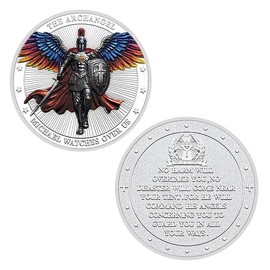 The Archangel St Michael Challenge Coin Collector - Psalm 91:10-11 (Silvery)