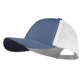 XXL Large Size Mens Quick Dry Baseball Cap Laser Cut Breathable Mesh Sport Cap Curved Brim Snapback Hat for Big Head, Greyish Blue+white, XX-Large