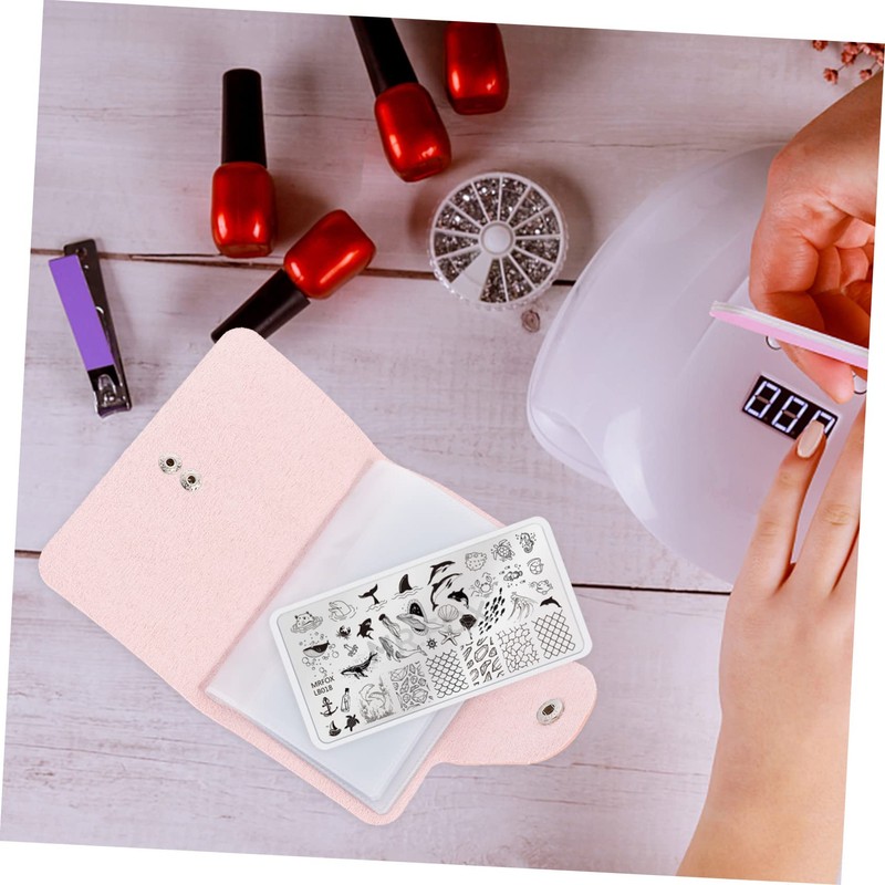 Healeved 3 Pcs Nail Art Stamper Pouch 20 Slots Compact