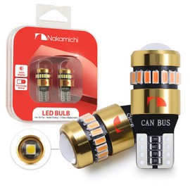 Nakamichi T10 Bombilla LED 168 2825 194 W5W Wedge 18+1 SMD 3014 Chipset, LED Repuesto Sin Errores para Interiores de Coche (Cúpula, Puerta, Matrícula, Cortesía) (Ámbar Giallo, 19 LEDs)