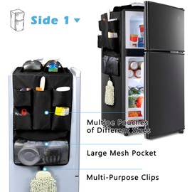 FRECOLSH Mini Fridge Organizer 65" x 12.5" - Over The Fridge Storage Organizer with 16 Pockets - Mini Fridge Organization and Storage Holds Pantry Goods, Utensils & More – Office or Dorm Essentials