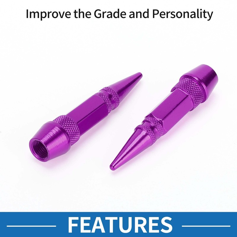 ABSOPRO Purple Aluminium Tire Valve Stem Cap, 13mm, 4 Pack,