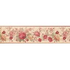 Red Yellow Blooming Flowers Floral Wallpaper Border Retro Design, Roll