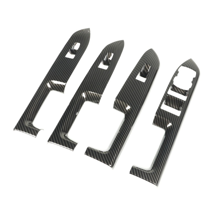 4 Pcs Door Window Control Panel Cover Carbon Fiber Style