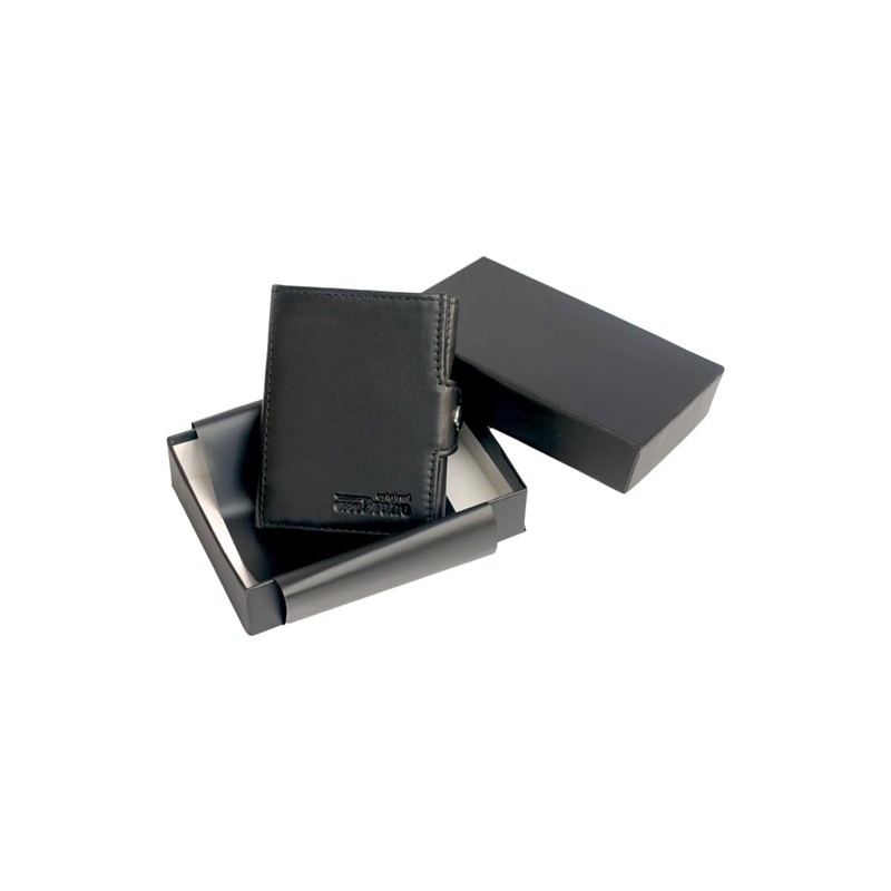 Slim Wallet Deluxe, Cowhide nappa black with comfort coin compartment,