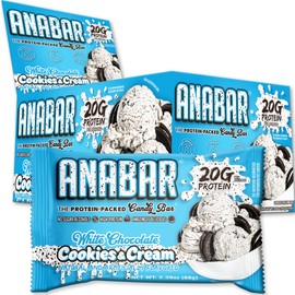 Anabar Protein Bar, The Protein-Packed Candy Bar, Amazing Tasting Protein Bar, High Protein, 20g of Protein (12 Bars, White Chocolate Cookies & Creme)