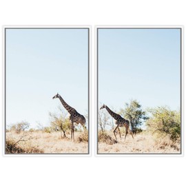 SIGNWIN 2 Piece Framed Canvas Wall Art Long Necks Canvas Prints Home Artwork Decoration for Living Room,Bedroom - 24"x36"x2 Panels