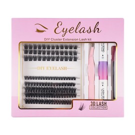 Cluster Lashes Kit Individual Lash Eyelashes 3DLayered Volume Eyelashes Kit with Lash,Bond and Seal,Lash Remover,Lash Tweezers for Self Use, (30D&40D,8-16mm,All Kit)