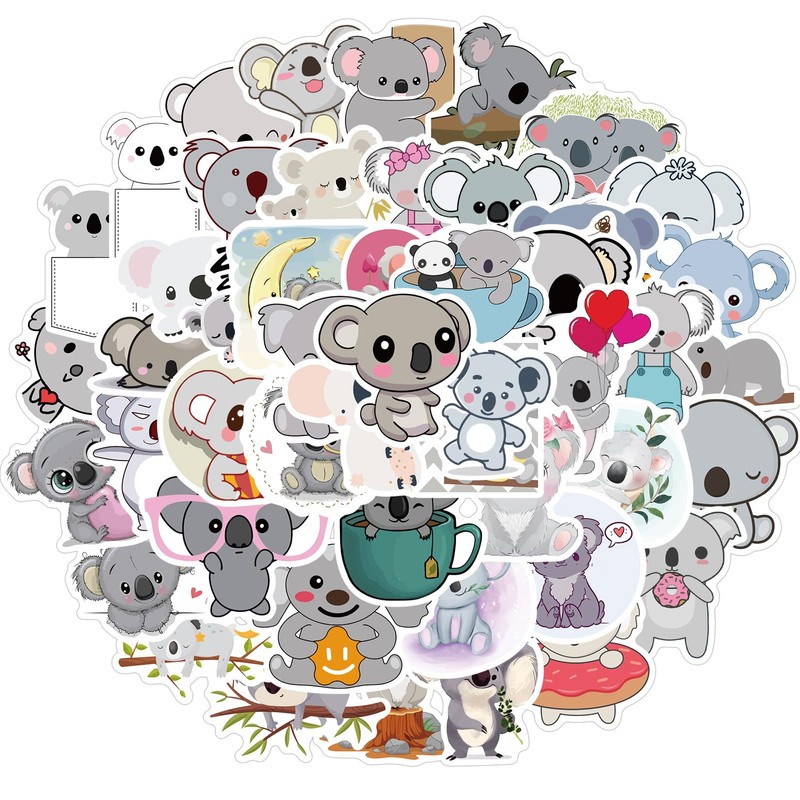 50 Cute Koala Stickers for Kids - Waterproof Vinyl Pack