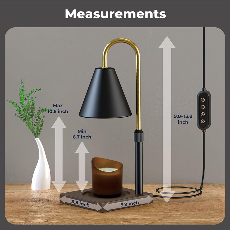 Adjustable Candle Warmer Lamp with Timer, Height and Brightness Control,