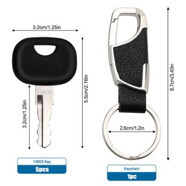 VooGenzek 5 pieces 14603 ignition key, construction machine key, with key ring, compatible with mini excavator, forklift, wheel loader