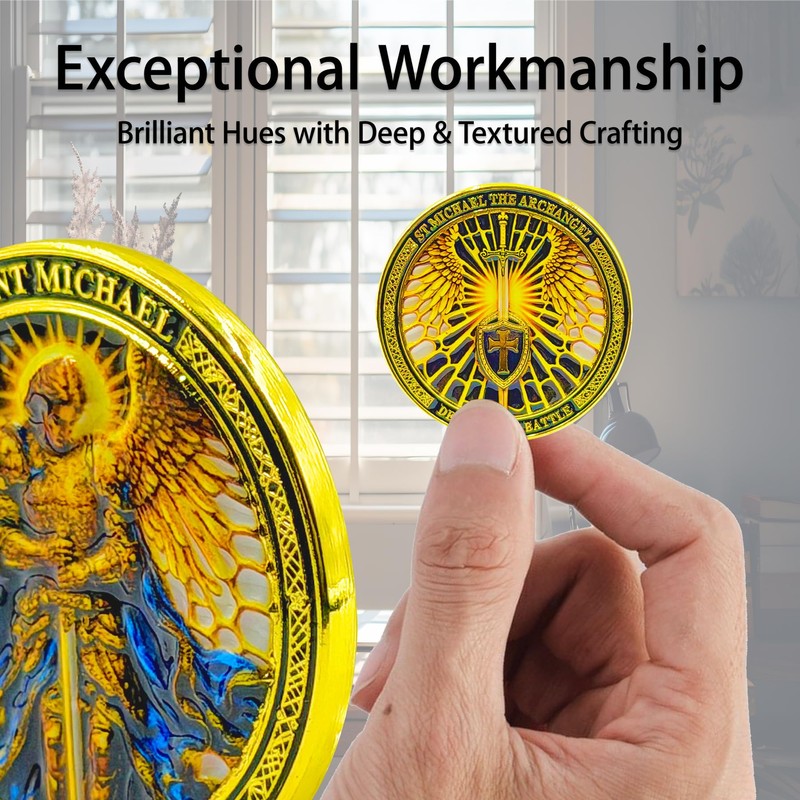 Saint Michael Archangel Challenge Coin, Christian Religious Gift Coin, Guardian