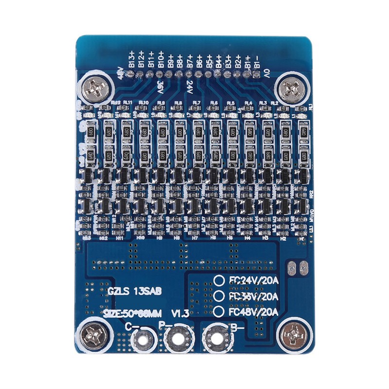 13S 48V 20A Li ion Cell 18650 Battery Protection BMS
