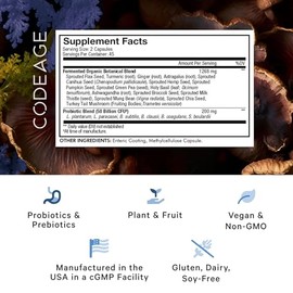 Codeage Codeage SBO Probiotics, 50 Billion CFUs Per Serving, Multi Strain Soil Based Organisms Blend and Organic Fermented Botanical Blend, Shelf-Stable, 90 Capsules