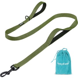 EasyEase Dog Leash with 2 Comfortable Soft Padded Handles 4FT Green Reflective Heavy Duty Pet Dog Walking Leashes Durable Dog Training Lead & Traffic Handle for Large Medium and Small Dogs