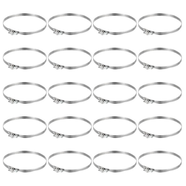 PATIKIL 5 Inch Adjustable Pipe Hose Clamp, 20 Pack Stainless