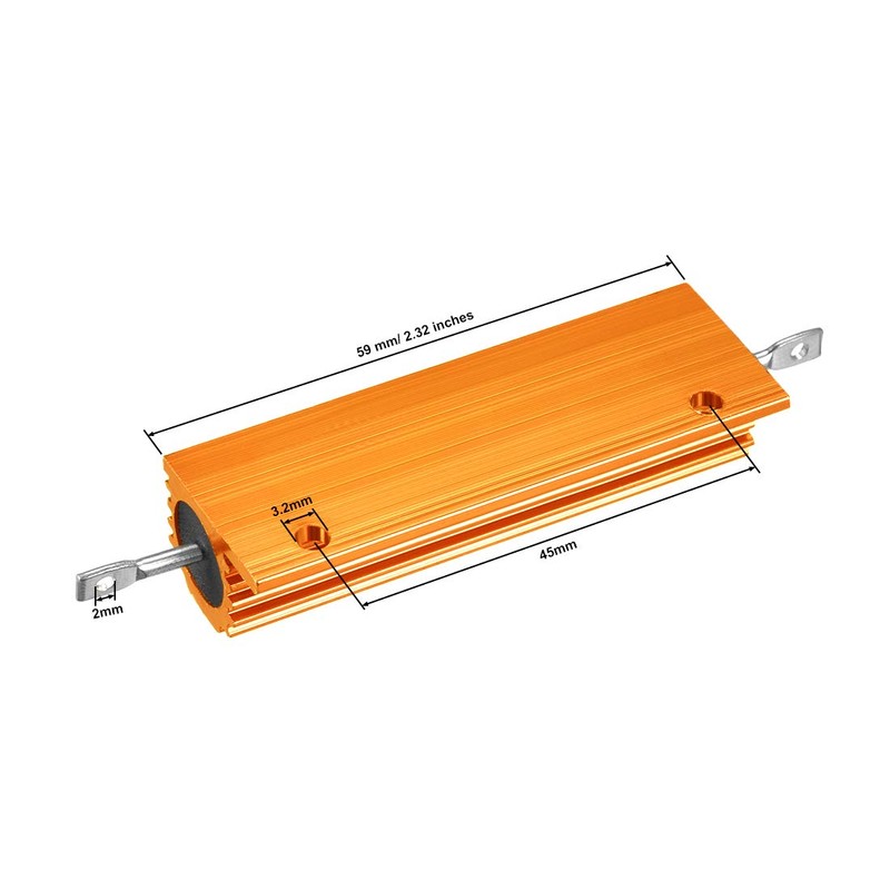 sourcing map 2pcs Aluminum Case Resistor 100W 8 Ohm Wirewound