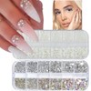 4 Boxes Flatback Rhinestones and Pearls Nail Charms for Acrylics