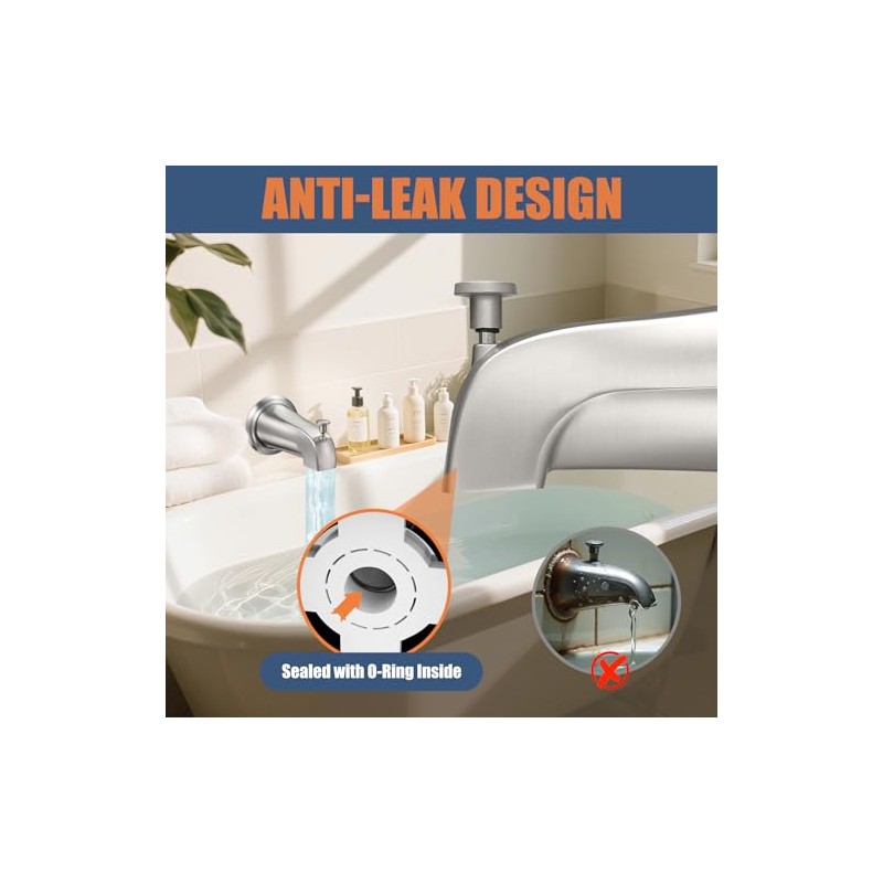 Universal Bathtub Tub Spout with Diverter, Fits 1/2" Slip-Fit Copper