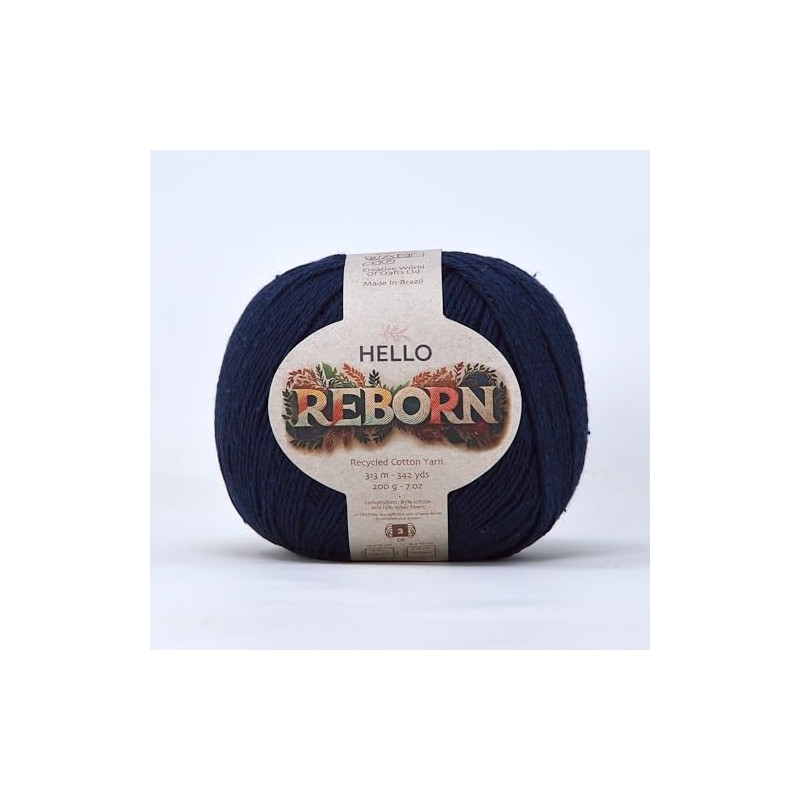 Reborn Recycled Cotton - Bright Navy - 200g DK Crochet/Knitting