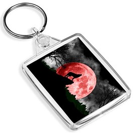 Howling Spirit Wolf Keyring Blood Moon Fantasy Wolves Dog Fun Keyring #8850