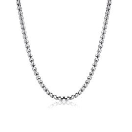 Hernin Curb Chain Necklace Men Women Stainless Steel Silver Box Chain 2/3/4/5/6 mm Necklace Men's Curb Chain Silver Box Chain Silver Cuban Chain Length 46/51/56/61/66/71 cm, Stainless Steel, No