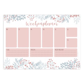 Friendly Fox Weekly Planner Pad Floral, 1 x DIN A4 Desk Pad as Calendar without Fixed Date, Weekly Planner, Writing Pad Organisation to Do