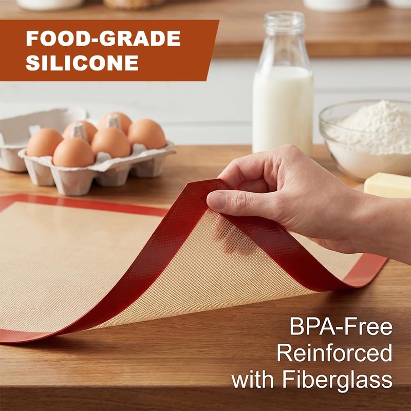 Non-Stick Silicone Baking Mat Set, Extra Thick Silicone Mats for