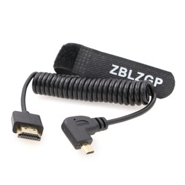 ZBLZGP 8K HDMI Cable Coiled Right Angle Type A HDMI 2.1 for Sony Canon R5 Nikon Blackmagic Pocket Cinema Cameras