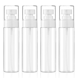 Zelphvt 4 Pack Clear Plastic Spray Bottles 3.4oz/100ml Fine Mist Spray Bottles Empty Mini Travel Plastic Bottle Fine Mist Sprayer for Essential Oils Perfumes Toners Water