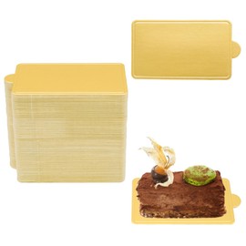 YUYUDEHM YUYUDEHM 100 Pcs Mini Golden Cake Base, Rectangle Cake Stand, Disposable Cake Board