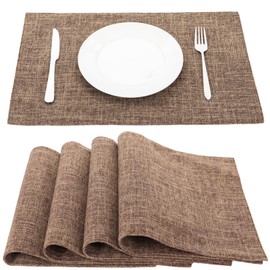 Senteria Placemat Cloth Cotton Linen Mat, Double Layer Sewing, Solid Color, Japanese Style, Flexible, Heat Insulation, Anti-Slip, Easy Care, Washable, For Kitchen, Home, Restaurant Use, Set of 4