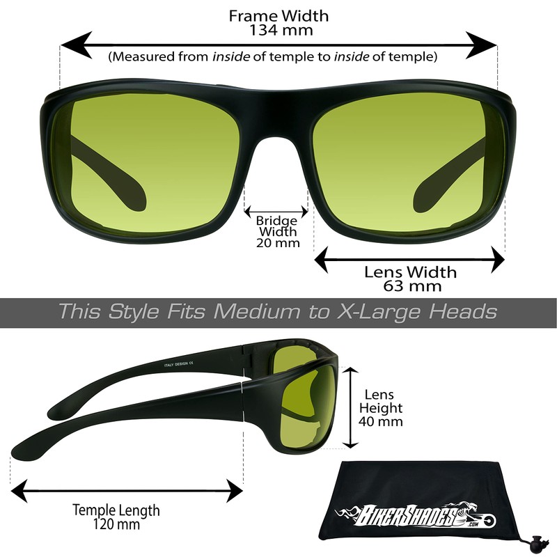 Bikershades Transitional Motorcycle Glasses Safety Photochromic YELLOW to DARK YELLOW