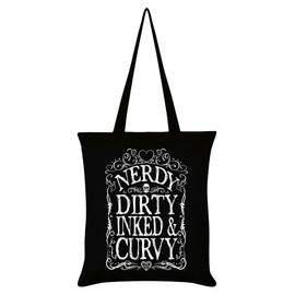 Grindstore Nerdy Dirty Inked & Curvy Tote Bag Black 38x42cm