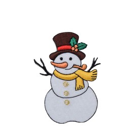Snowman with Pipe Embroidered Iron on Patch