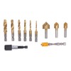 11Pcs Chamfer Drilling Tools Woodworking Ti Coated Step Drill Bits